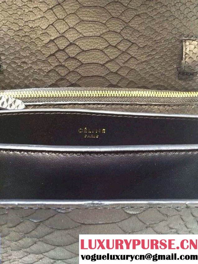 Celine Box Python Pattern Flap Bag Black