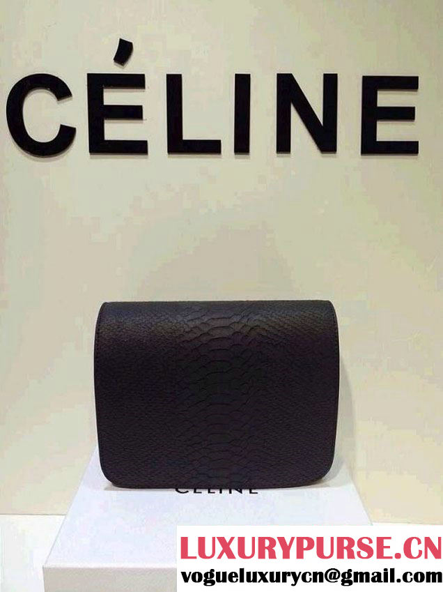 Celine Box Python Pattern Flap Bag Black