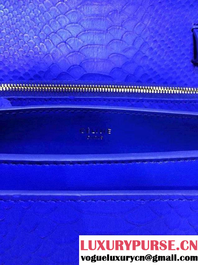 Celine Box Python Pattern Flap Bag Royal Blue
