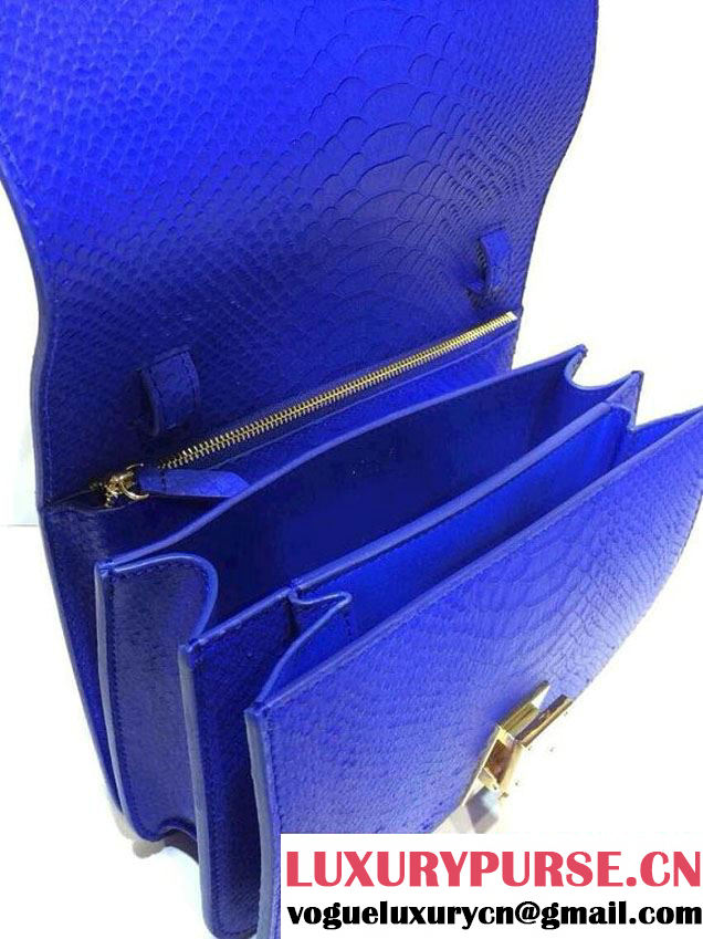 Celine Box Python Pattern Flap Bag Royal Blue