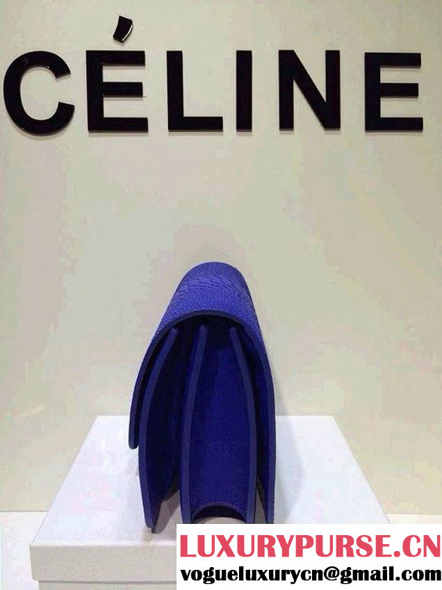 Celine Box Python Pattern Flap Bag Royal Blue