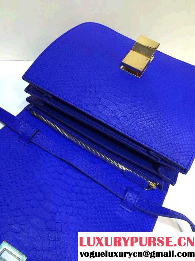 Celine Box Python Pattern Flap Bag Royal Blue
