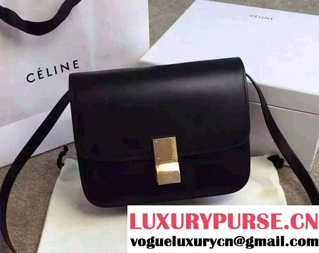 Celine Bicolour Classic Box Calfskin Bag Black/Brown 2015