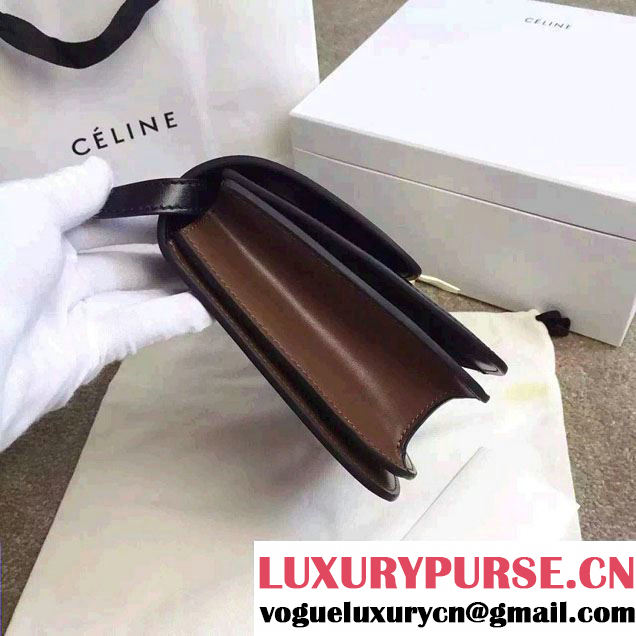 Celine Bicolour Classic Box Calfskin Bag Black/Brown 2015