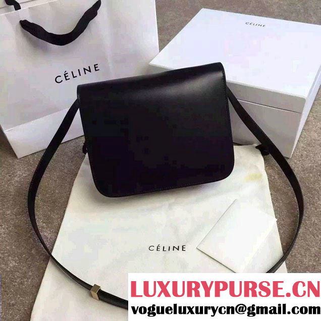 Celine Bicolour Classic Box Calfskin Bag Black/Brown 2015