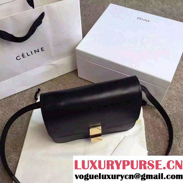 Celine Bicolour Classic Box Calfskin Bag Black/Brown 2015