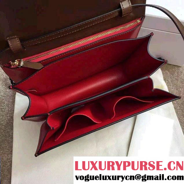 Celine Bicolour Classic Box Calfskin Bag Brown/Red 2015