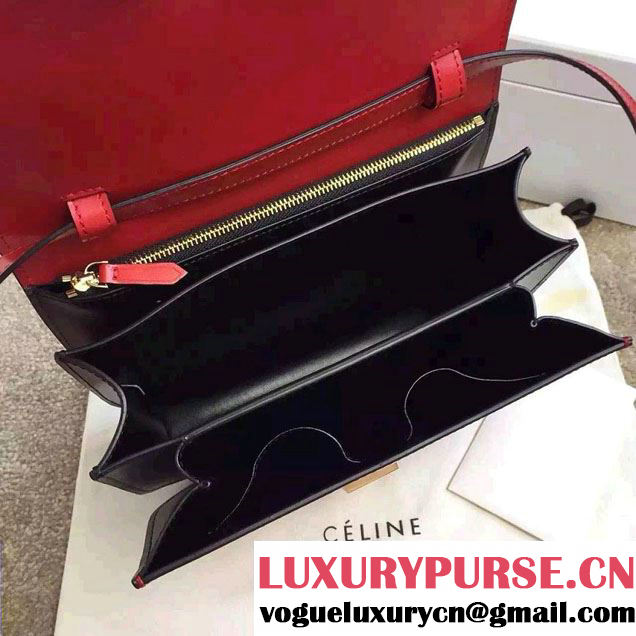 Celine Bicolour Classic Box Calfskin Bag Red/Black 2015
