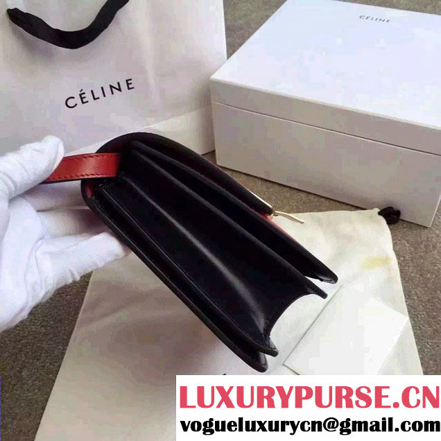 Celine Bicolour Classic Box Calfskin Bag Red/Black 2015