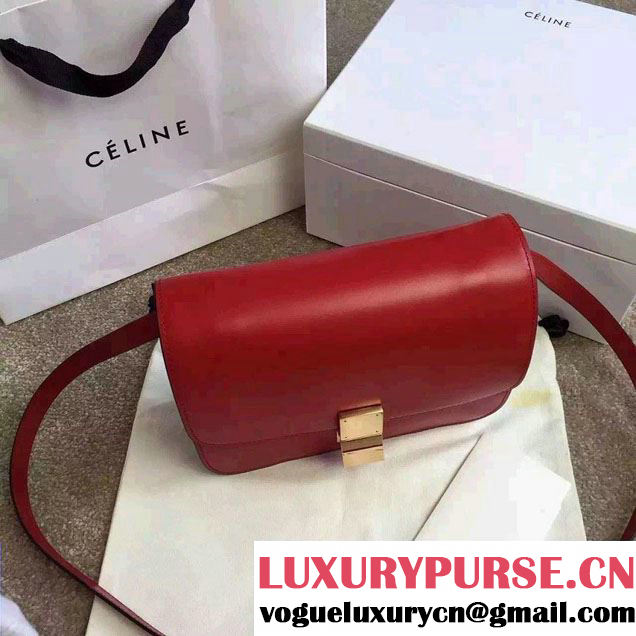 Celine Bicolour Classic Box Calfskin Bag Red/Black 2015