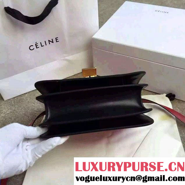 Celine Bicolour Classic Box Calfskin Bag Red/Black 2015
