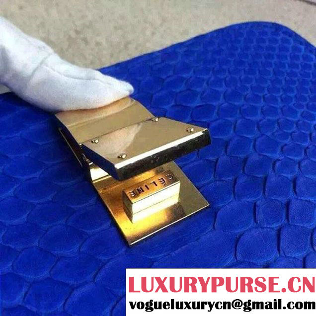 Celine Python Leather Classic Box Bag Blue 2015