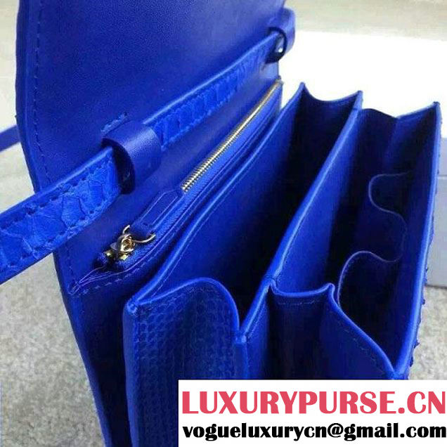 Celine Python Leather Classic Box Bag Blue 2015