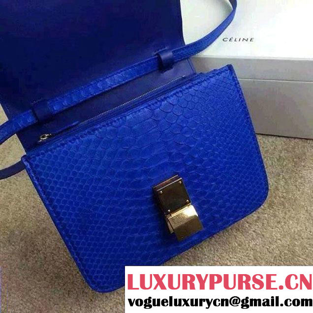 Celine Python Leather Classic Box Bag Blue 2015