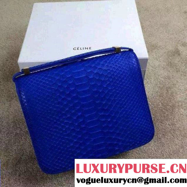 Celine Python Leather Classic Box Bag Blue 2015