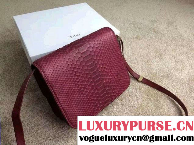 Celine Python Leather Classic Box Bag Dark Red 2015