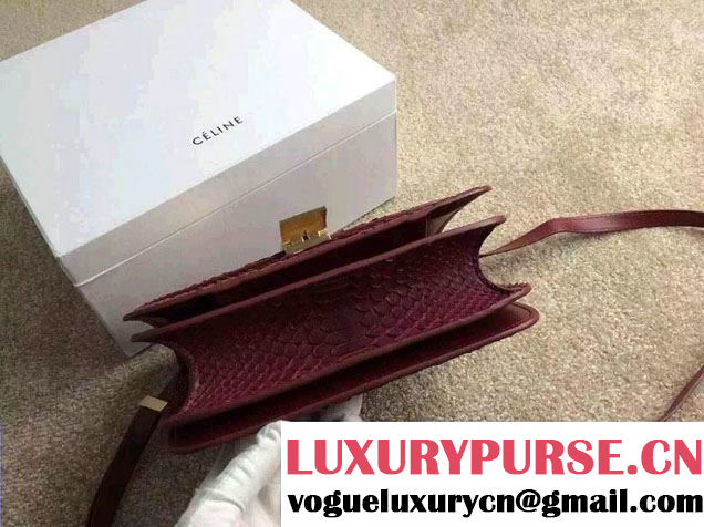Celine Python Leather Classic Box Bag Dark Red 2015