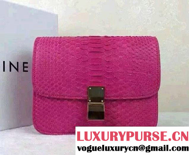 Celine Python Leather Classic Box Bag Fuchsia 2015