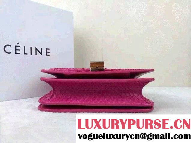 Celine Python Leather Classic Box Bag Fuchsia 2015
