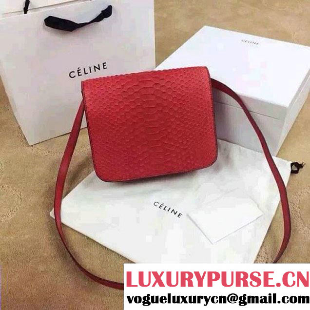 Celine Python Leather Classic Box Bag Red 2015