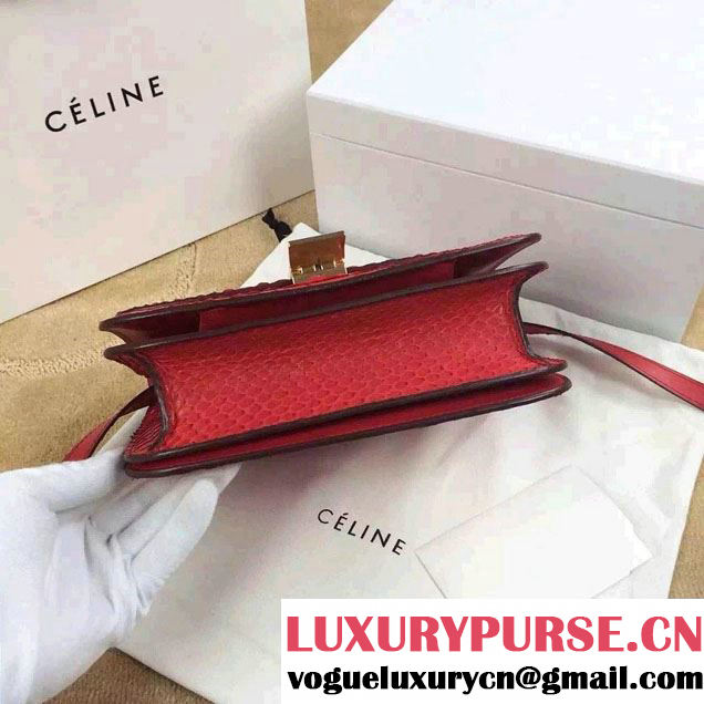 Celine Python Leather Classic Box Bag Red 2015