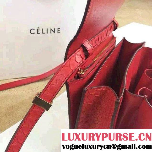 Celine Python Leather Classic Box Bag Red 2015