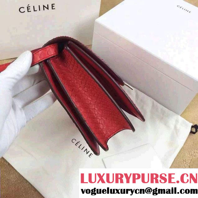 Celine Python Leather Classic Box Bag Red 2015