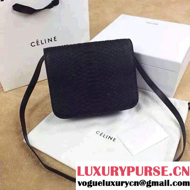 Celine Python Leather Classic Box Bag Black 2015