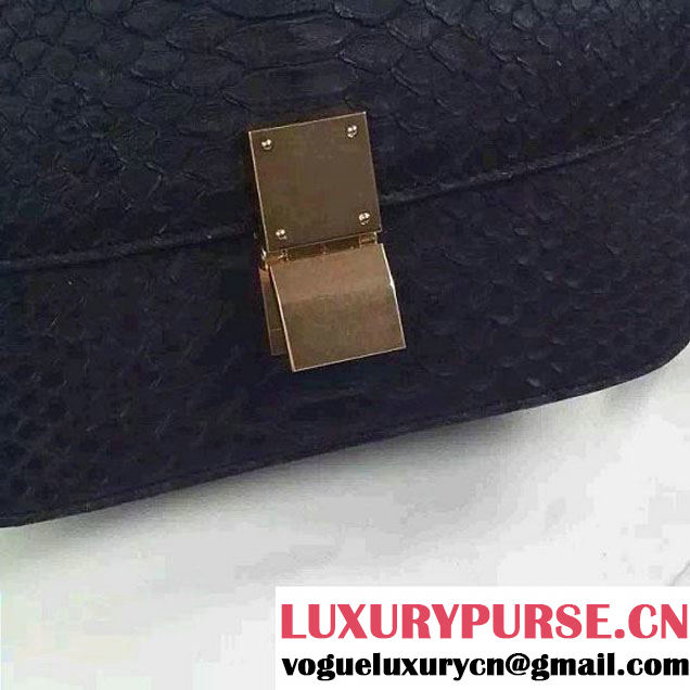 Celine Python Leather Classic Box Bag Black 2015