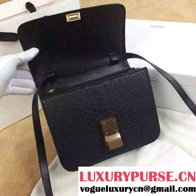 Celine Python Leather Classic Box Bag Black 2015