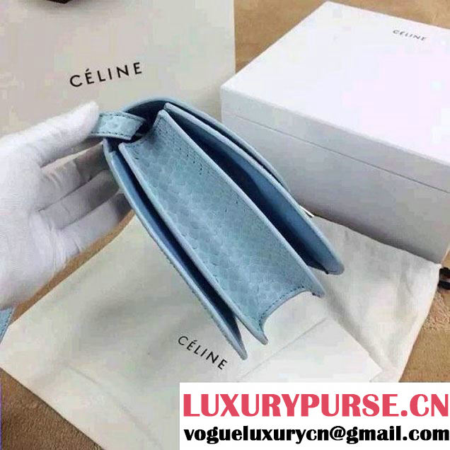 Celine Python Leather Classic Box Bag Baby Blue 2015