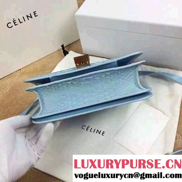 Celine Python Leather Classic Box Bag Baby Blue 2015