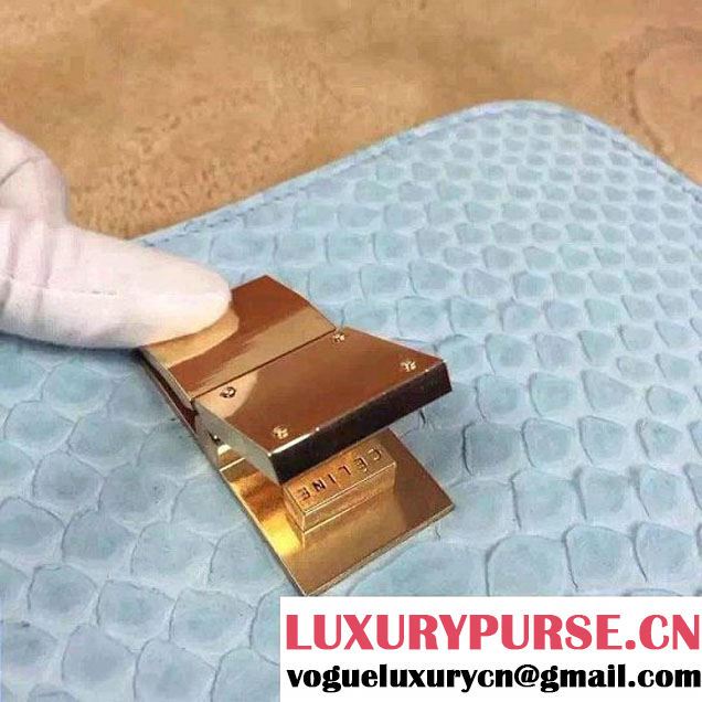 Celine Python Leather Classic Box Bag Baby Blue 2015