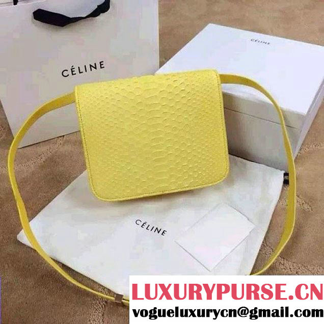 Celine Python Leather Classic Box Bag Yellow 2015