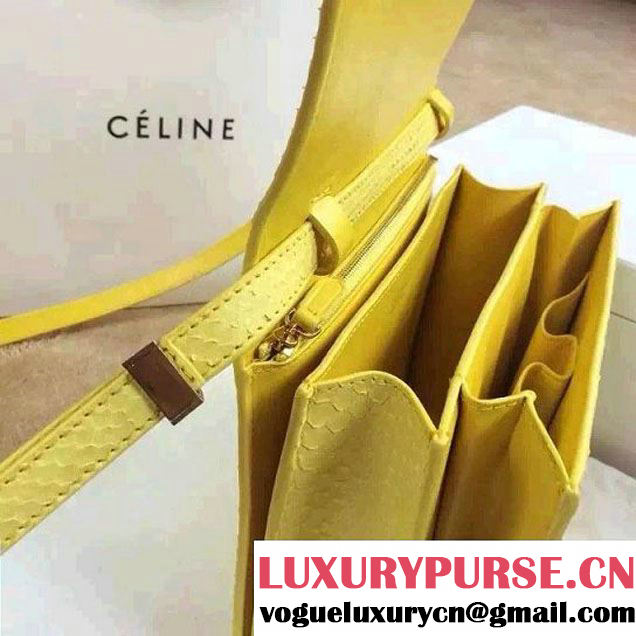 Celine Python Leather Classic Box Bag Yellow 2015