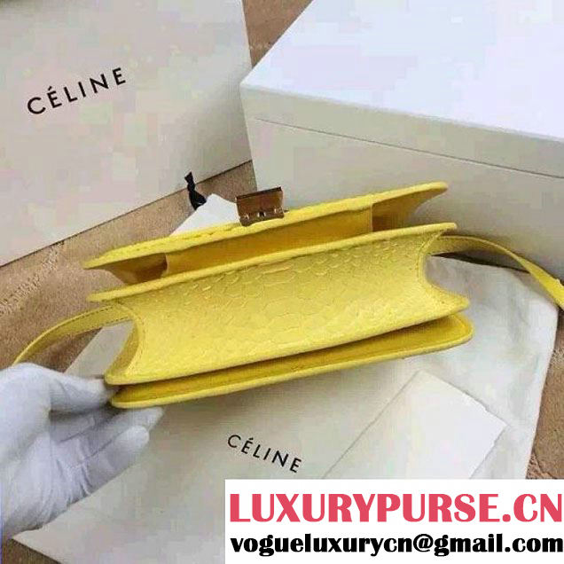 Celine Python Leather Classic Box Bag Yellow 2015
