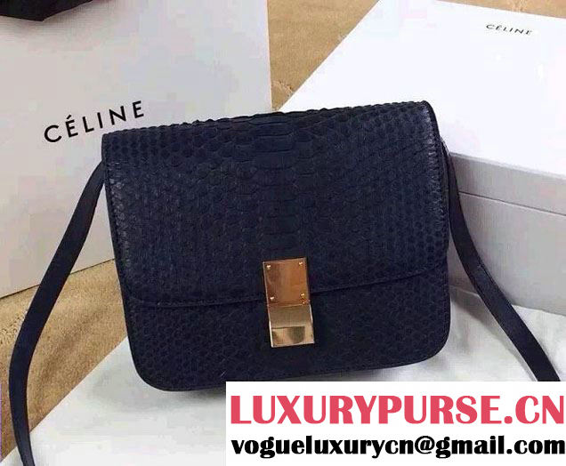 Celine Python Leather Classic Box Bag Royal Blue 2015