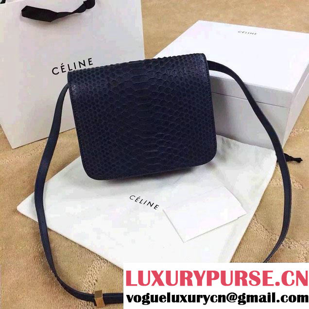 Celine Python Leather Classic Box Bag Royal Blue 2015