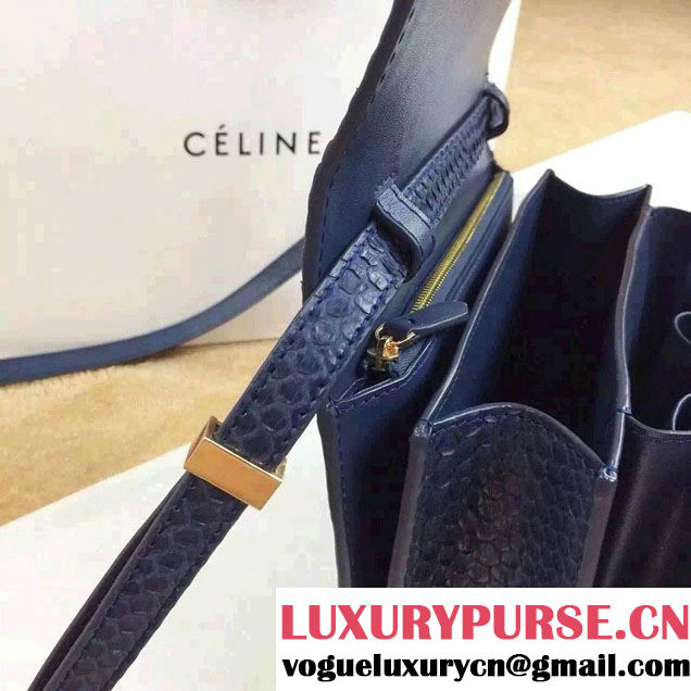 Celine Python Leather Classic Box Bag Royal Blue 2015