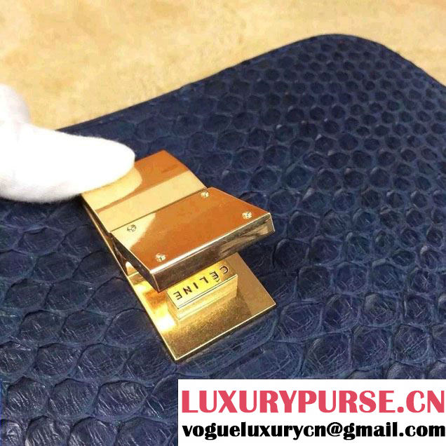 Celine Python Leather Classic Box Bag Royal Blue 2015