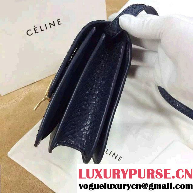 Celine Python Leather Classic Box Bag Royal Blue 2015