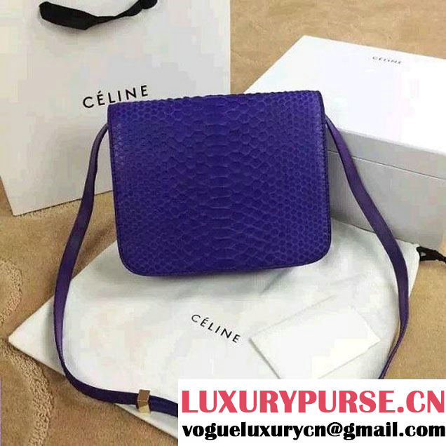 Celine Python Leather Classic Box Bag Purple 2015