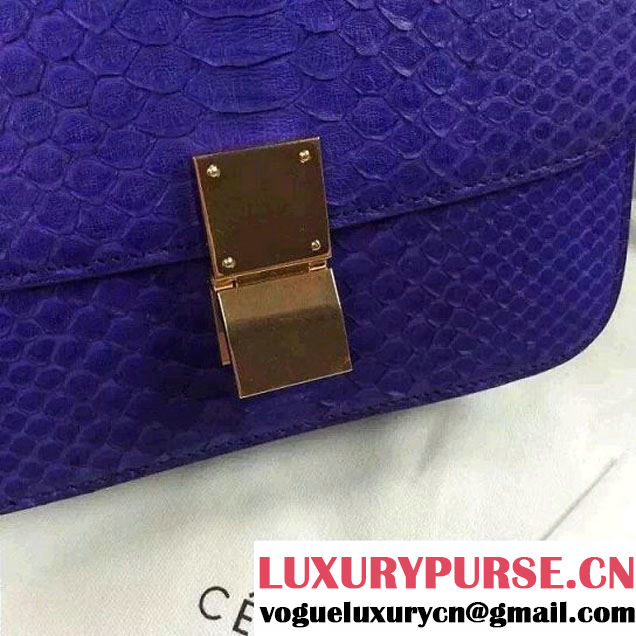 Celine Python Leather Classic Box Bag Purple 2015