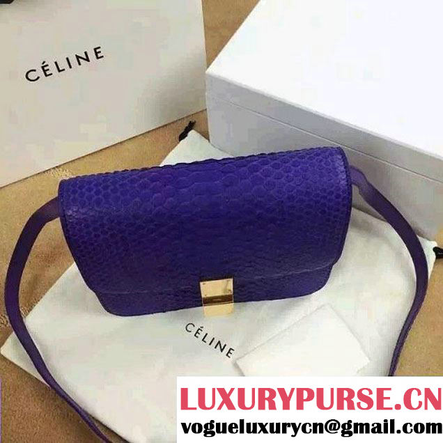 Celine Python Leather Classic Box Bag Purple 2015