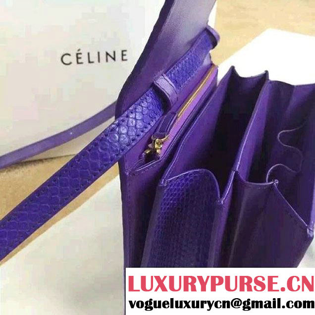 Celine Python Leather Classic Box Bag Purple 2015