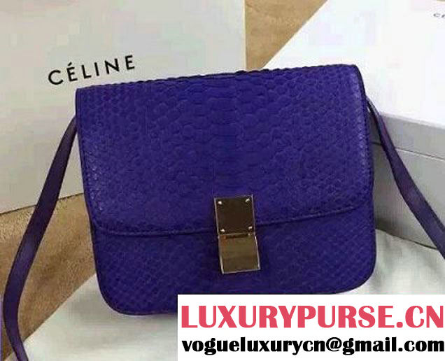 Celine Python Leather Classic Box Bag Purple 2015