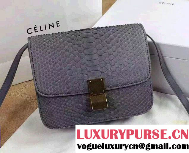 Celine Python Leather Classic Box Bag Gray 2015