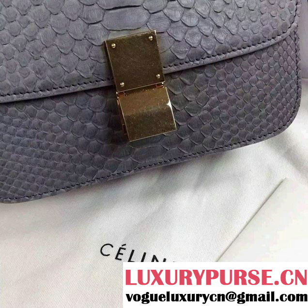 Celine Python Leather Classic Box Bag Gray 2015