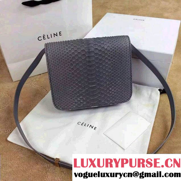 Celine Python Leather Classic Box Bag Gray 2015