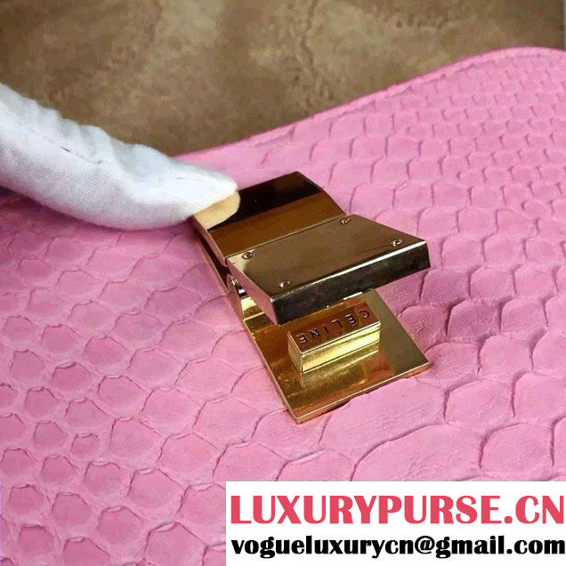 Celine Python Leather Classic Box Bag Pink 2015
